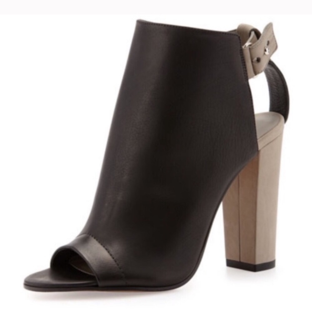 Vince Addison Peep Toe Black Leather Booties